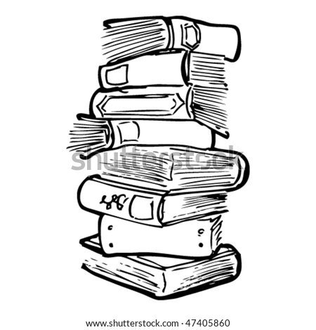 Drawing Stacked Books Stock Vector (Royalty Free) 47405860 - Shutterstock