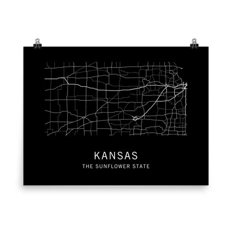 Kansas State Road Map // Art Print from Clark Street Press