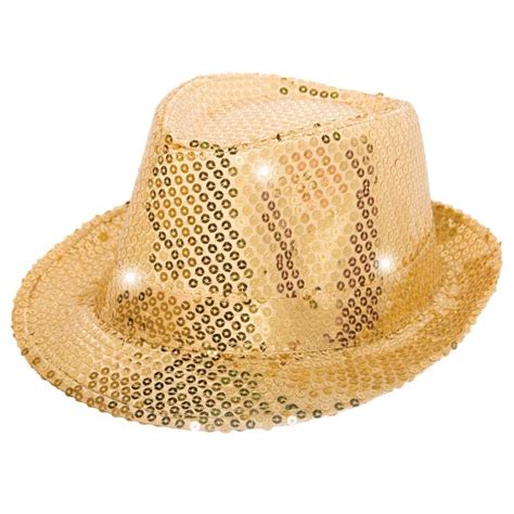 Trilby Hoed Met LED Lampjes Goud Feesthuis