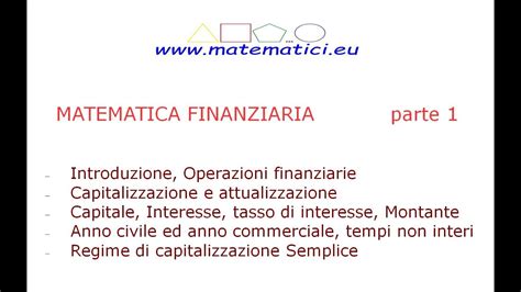 Matematica Finanziaria Parte Youtube