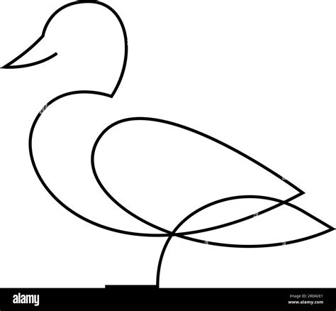 One Line Duck Design Silhouette Hand Drawn Minimalism Style Vector