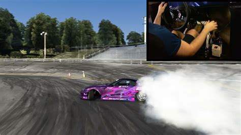 Assetto Corsa Drifting W Wheel Cam NRG Sim Rig On VDC Wall Stadium