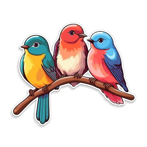 Deux Oiseaux Sur Une Branche Avec Un Fond Blanc | Vecteur Premium