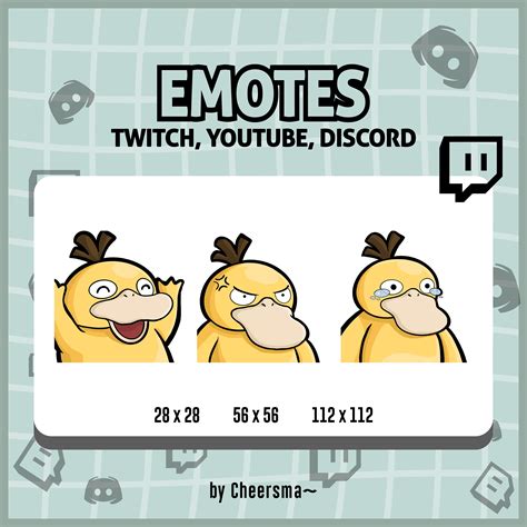 Psyduck Emotes Pack Angry Crying Happy Twitch Emotes For Etsy Uk