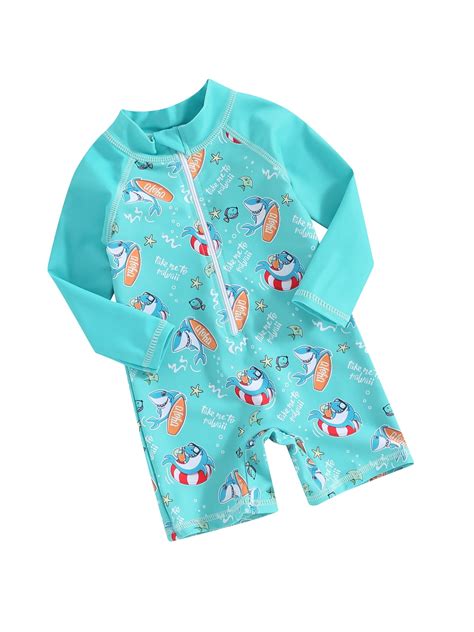 Baby Boys Rash Guard Swimsuit Rompers Shark Print Toddler Swimwear