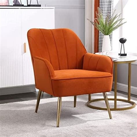 Spboomlife Modern Accent Chair Weaving Armchair With Golden Legs Velvet