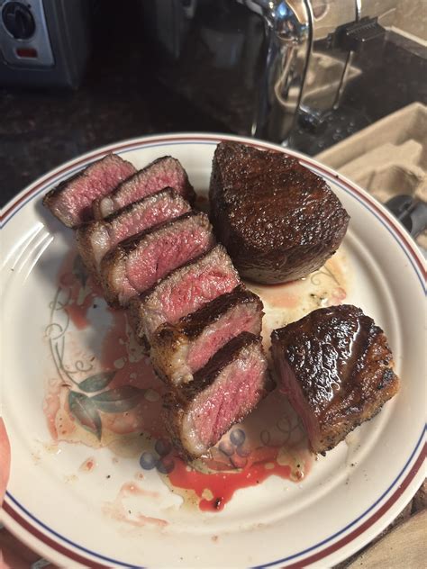 1st Attempt Reverse Sear Seared In Cast Iron Strip And Filet R Steak