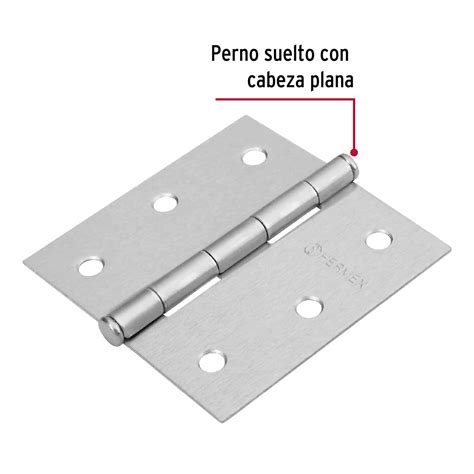 Bisagra Cuadrada Acero Cromo Mate Plana Hermex Basic Bc Pp