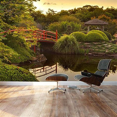 Wall Japanese Footbridge And Garden Landscape Wall Mural