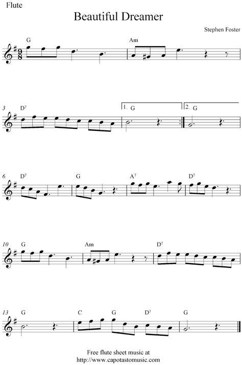 Free Flute Sheet Music Beautiful Dreamer