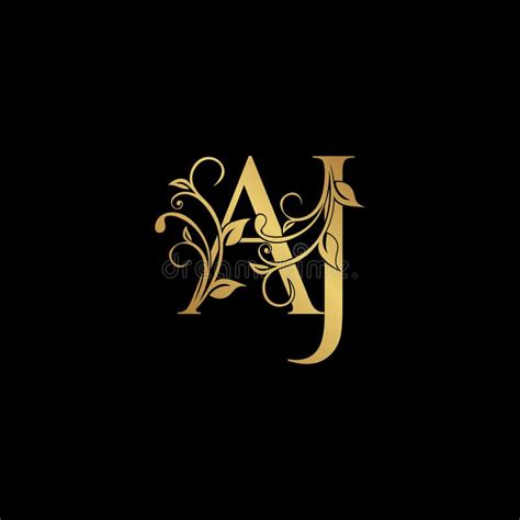 Golden Floral Letter A And J Aj Logo Icon Luxury Alphabet Font