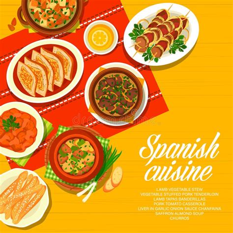 Spanish Cuisine Restaurant Menu Cover Stock Illustration Illustration