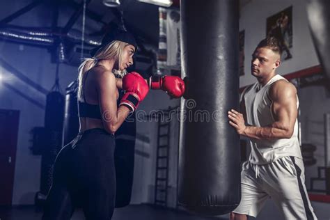 Attractive Female Boxer Training Stock Photo - Image of exercise ...