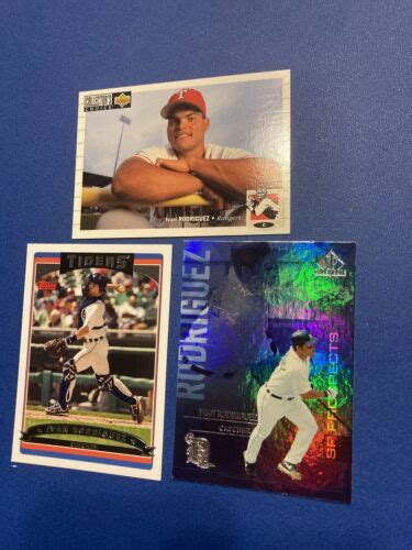 Lot Of 3 IVAN PUDGE RODRIGUEZ Baseball Cards Texas Rangers Detroit