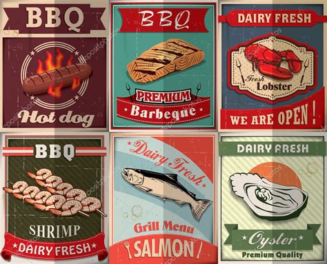 Vintage BBQ poster design set Stock Vector Image by ©Donnay #47559611