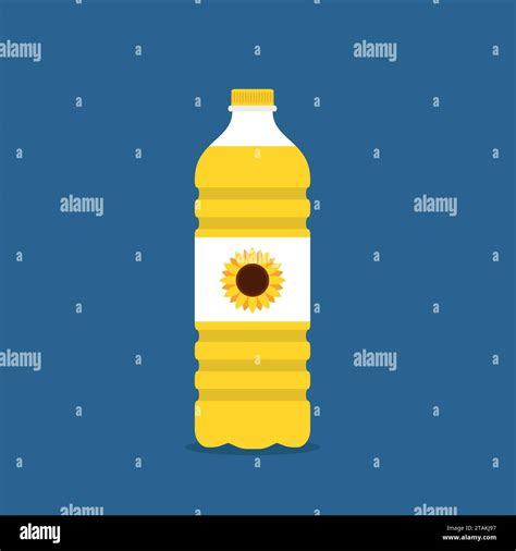 Vegetable oil in a plastic bottle isolated on blue background. Cartoon ...