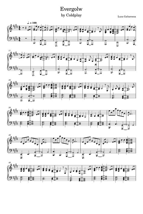 Everglow Arr Coldplay By Coldplay Sheet Music For Piano Solo At