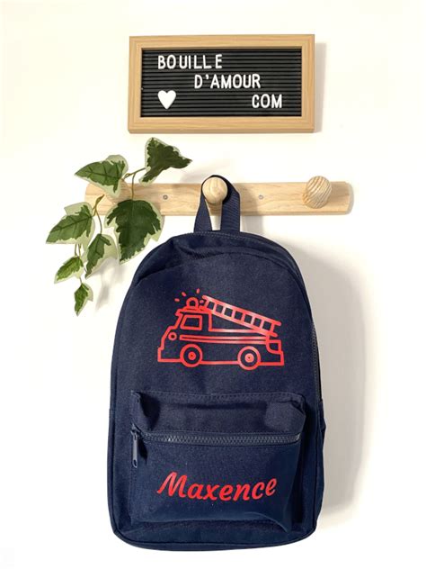 Sac Dos Personnalis Pour Enfant Pompier Bouille D Amour