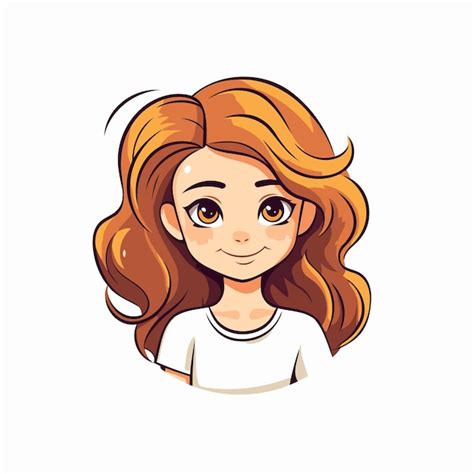 Chica linda con el pelo largo ilustración vectorial sobre fondo blanco