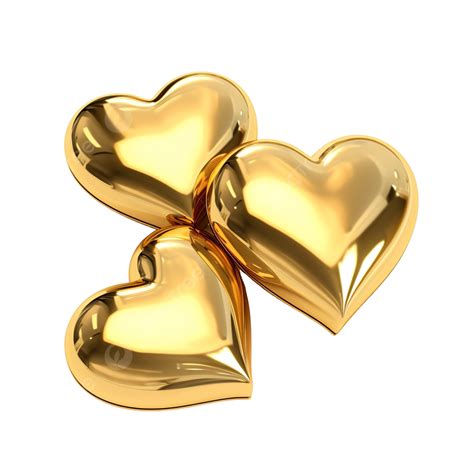 Corazones Dorados Sin Fondo 3d Render Png Corazón 3d Día De San Valentín Png Imagen Para