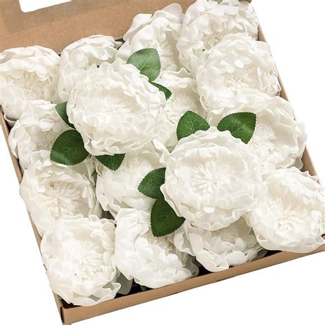 Amazon Ling S Moment Flowers 16pcs White Blooming Peonies