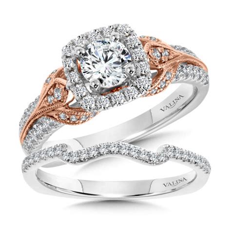 Two Tone Double Halo Diamond Engagement Ring R Wp Valina