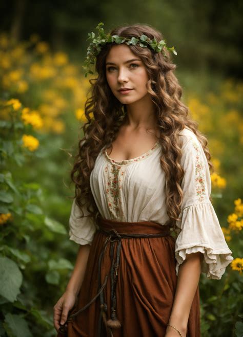 Lexica A Beautiful Hobbit Woman With Long Curly Brown Hair In English