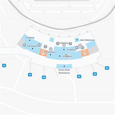 Oklahoma Will Rogers World Airport Map Okc Terminal Guide