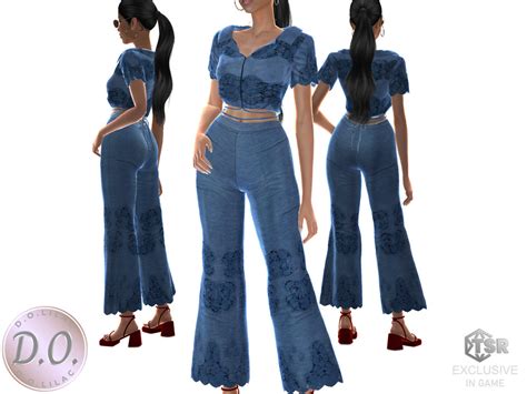 The Sims Resource Guipure Lace Trimmed Wrap Top Set DO0430