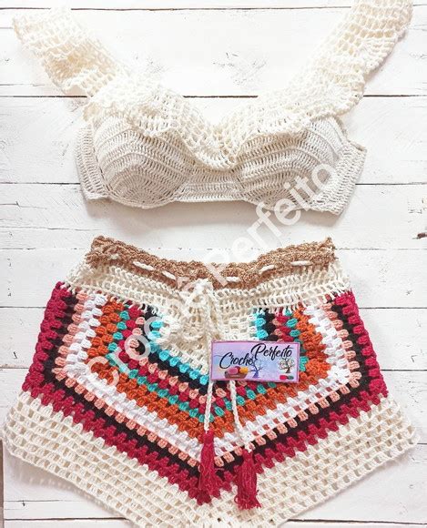 Biquíni De Crochê Conjunto Short Elo7 Produtos Especiais