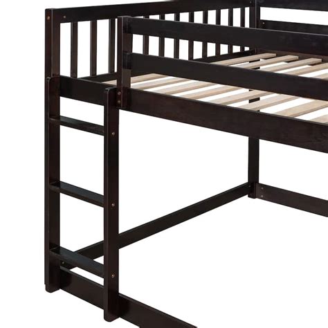 Full Over Full Floor Bunk Beds with 4 Drawers & 3 Shelves for Multi ...