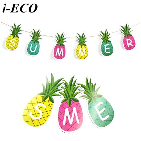 1set Summer Tropical Decor Pineapple Garland Fruit Bunting Banners Diy