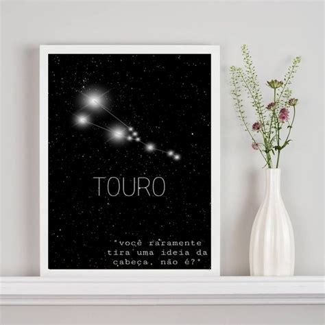 Quadro Decorativo Constelação Signo Touro 33x24cm Vidro Moldura