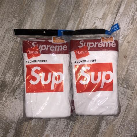 Supreme Men's White and Red Boxers-and-briefs | Depop