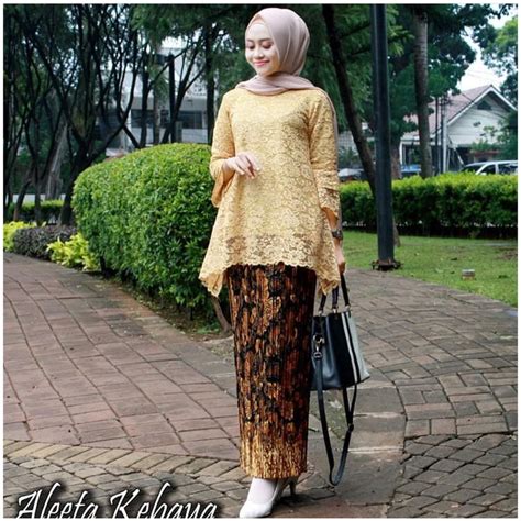 Jual Setelan Kebaya Modern Hijab Remaja Style Modis Cantik Brukat