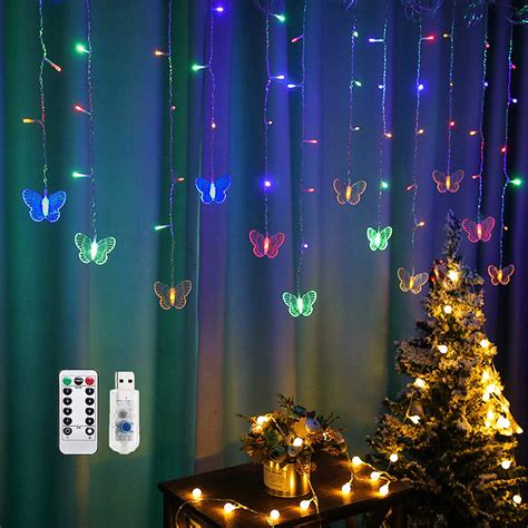 Butterfly Curtain Lights 8 Modes 48led Twinkle String Light With