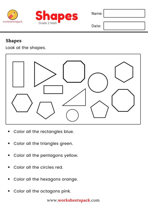 Basic Shapes Worksheet (2D) - worksheetspack