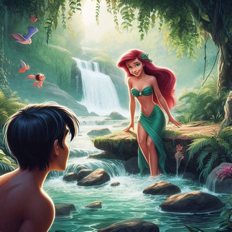 Mowgli meets Ariel by FloodUnversed on DeviantArt