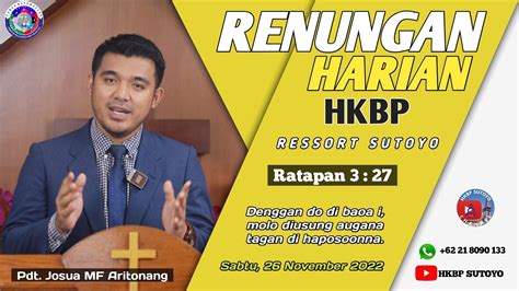 Renungan Harian Hkbp Ressort Sutoyo Sabtu November Oleh Pdt