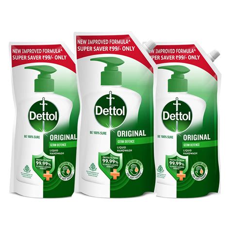 Dettol Liquid Handwash Refill Original Hand Wash 675ml Pack Of 3 Germ Defence Formula