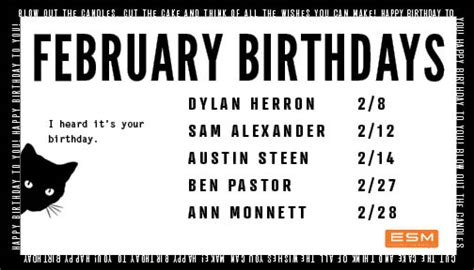 February Birthdays – ESM