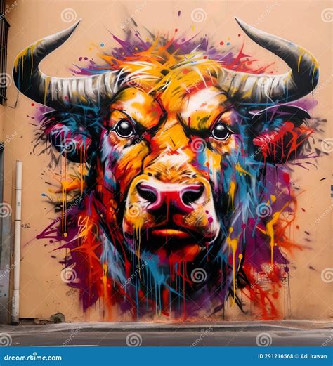 Bull Graffiti Paint on the Wall Stock Illustration - Illustration of mascot, hand: 291216568