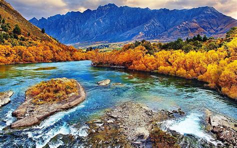 Caída bosque paisaje montañas naturaleza Nueva Zelanda río