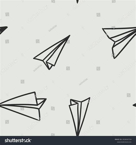 Doodle Style Seamless Paper Airplane Background Stock Illustration