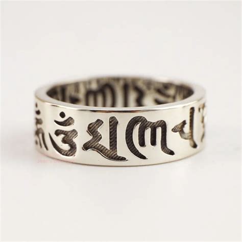 925 Sterling Silver Retro Buddhism Tibetan Mantra Om Mani Padme Hum