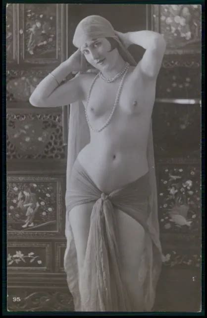 FRENCH NUDE WOMAN Flapper Arab Style Turbaqn Original Old 1920s Photo