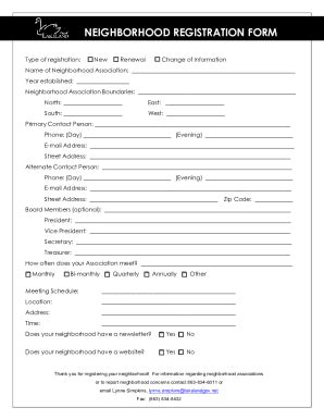 Fillable Online Neighborhood Registration Form Lakeland Florida Fax