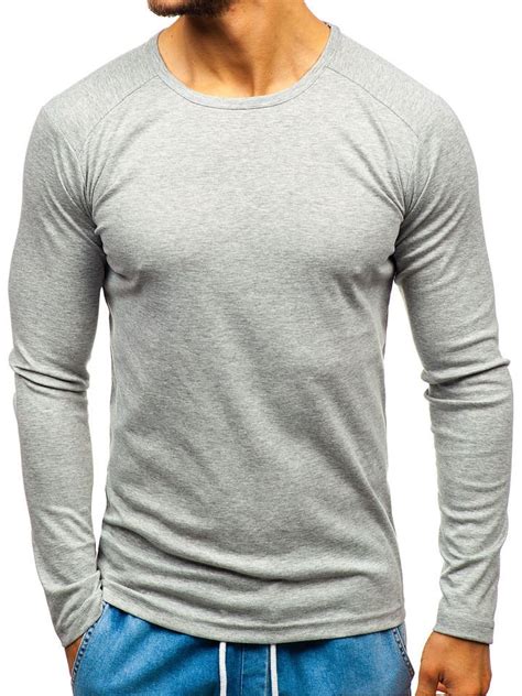 Camiseta De Manga Larga Lisa Para Hombre Gris Bolf C10045 GRIS