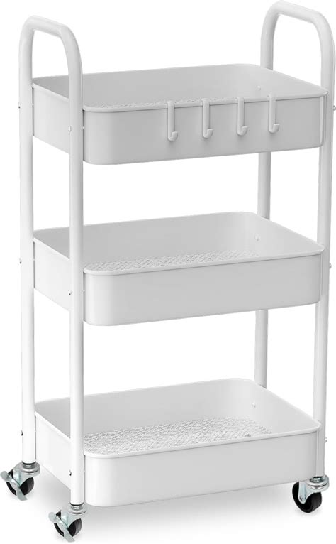 Amazon 3 Tier Metal Mesh Rolling Cart Storage Organizer With