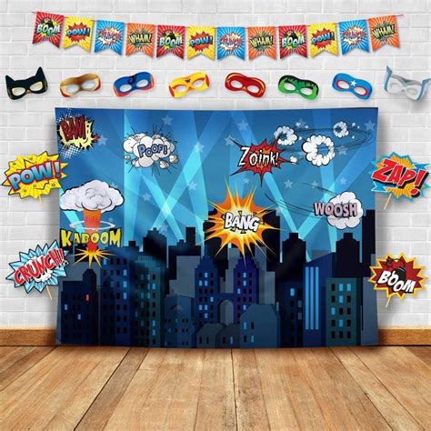 Amazon Superheroes Theme Party Photography Backdrop With Prop